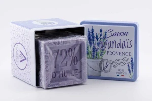 Přírodní levandulové mýdlo na praní 300 g v kovové krabičce