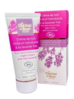Hydratační noční krém s jemnou levandulí 50 ml - Cosmos Organic - Le Château du Bois